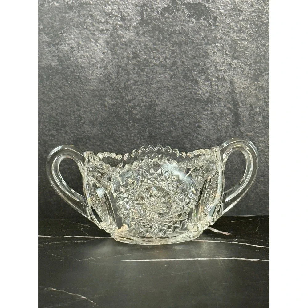 Vintage Marjorie by Cambridge Open‎ Sugar and Creamer Pressed Glass Star & Arch